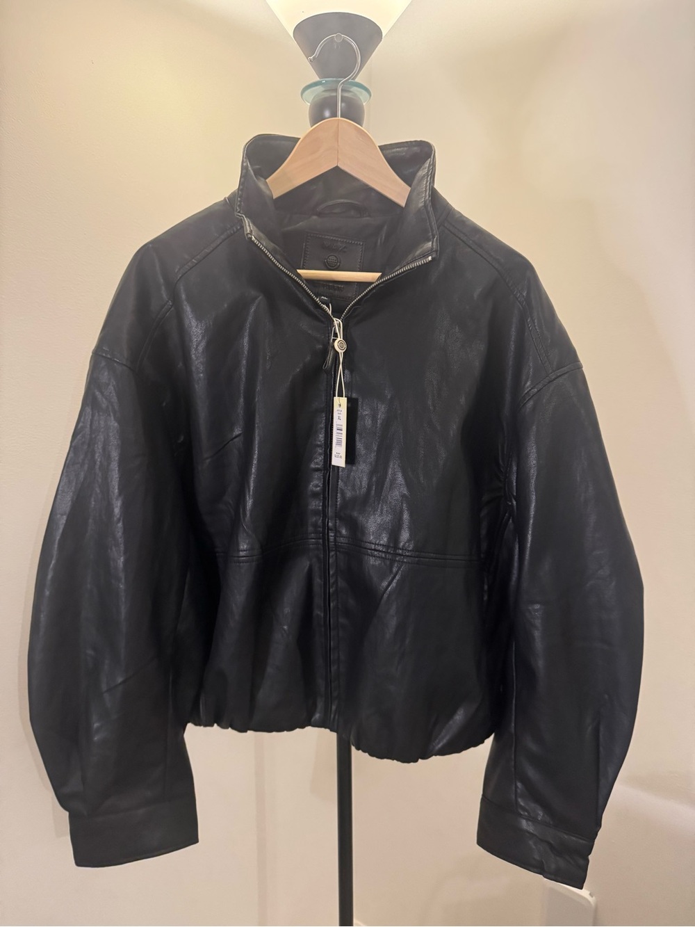 MaxMara Black Leather Zip-Up Jacket